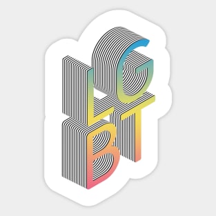 LGBT 70s Retro Style 3D Rainbow Block Design Sticker